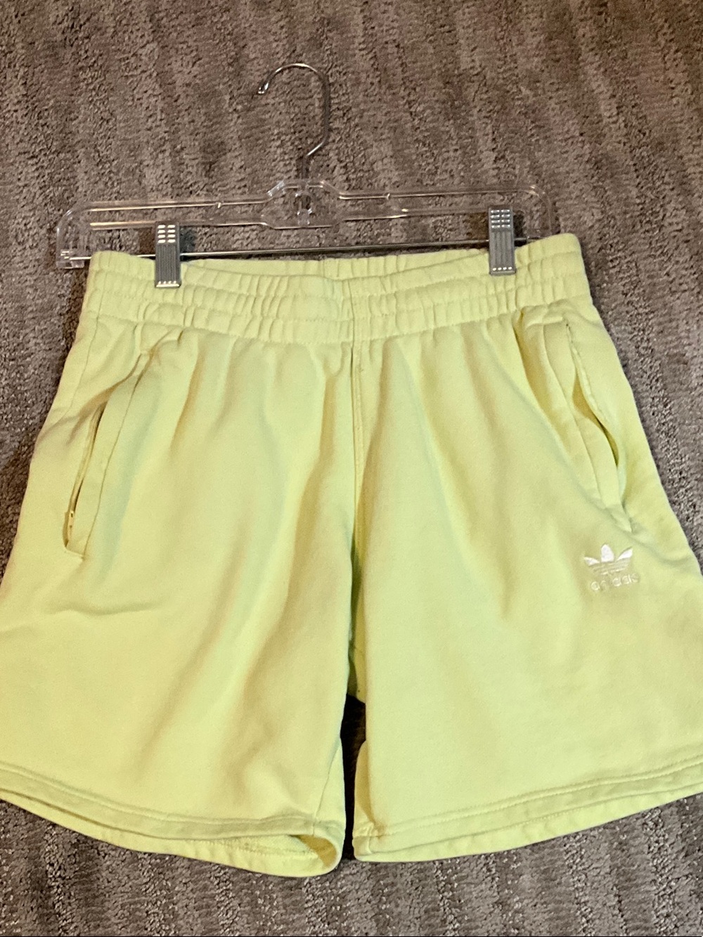 adidas Women's Pale Yellow Trefoil Lounge Shorts